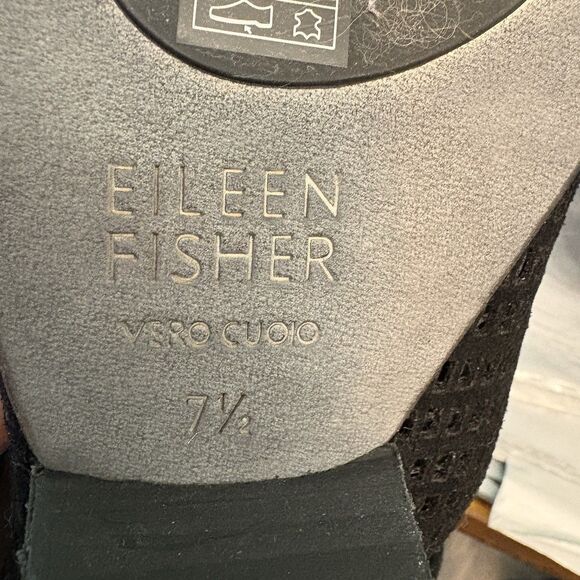 Ankle Bootie 7.5 Black Peep Toe Eileen Fisher Luxury Classic Mob Wives - Picture 9 of 9